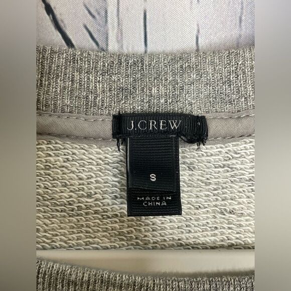 J Crew Gray Sweatshirt Green Brocade Wool Blend Crew S - Picture 3 of 6